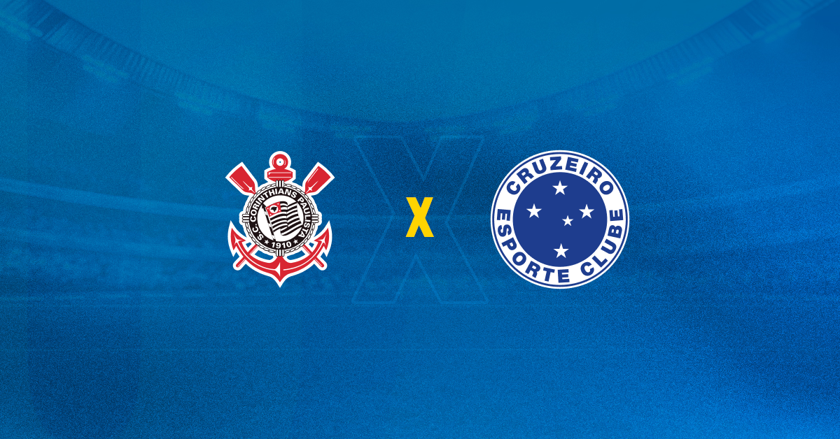 Escudos de Corinthians x Cruzeiro, que jogam pelo Brasileirão Série A.