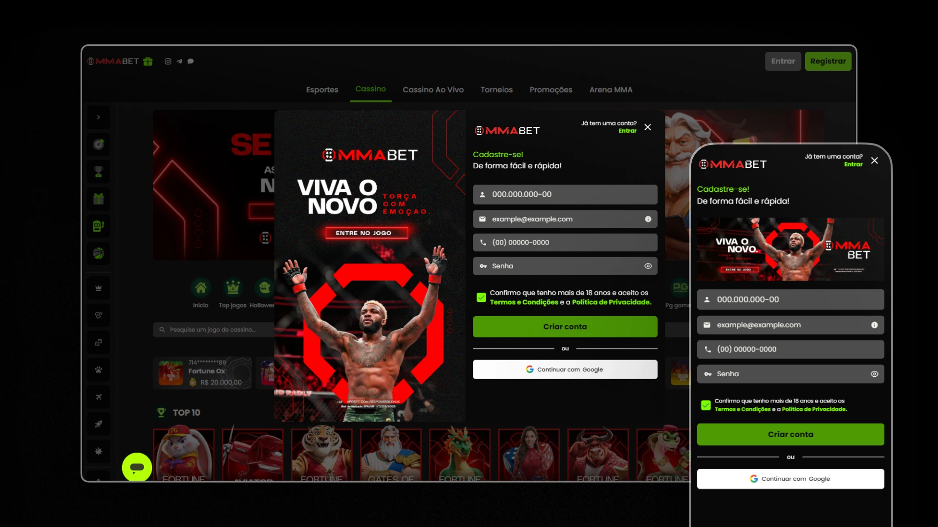 imagem cadastro mmabet