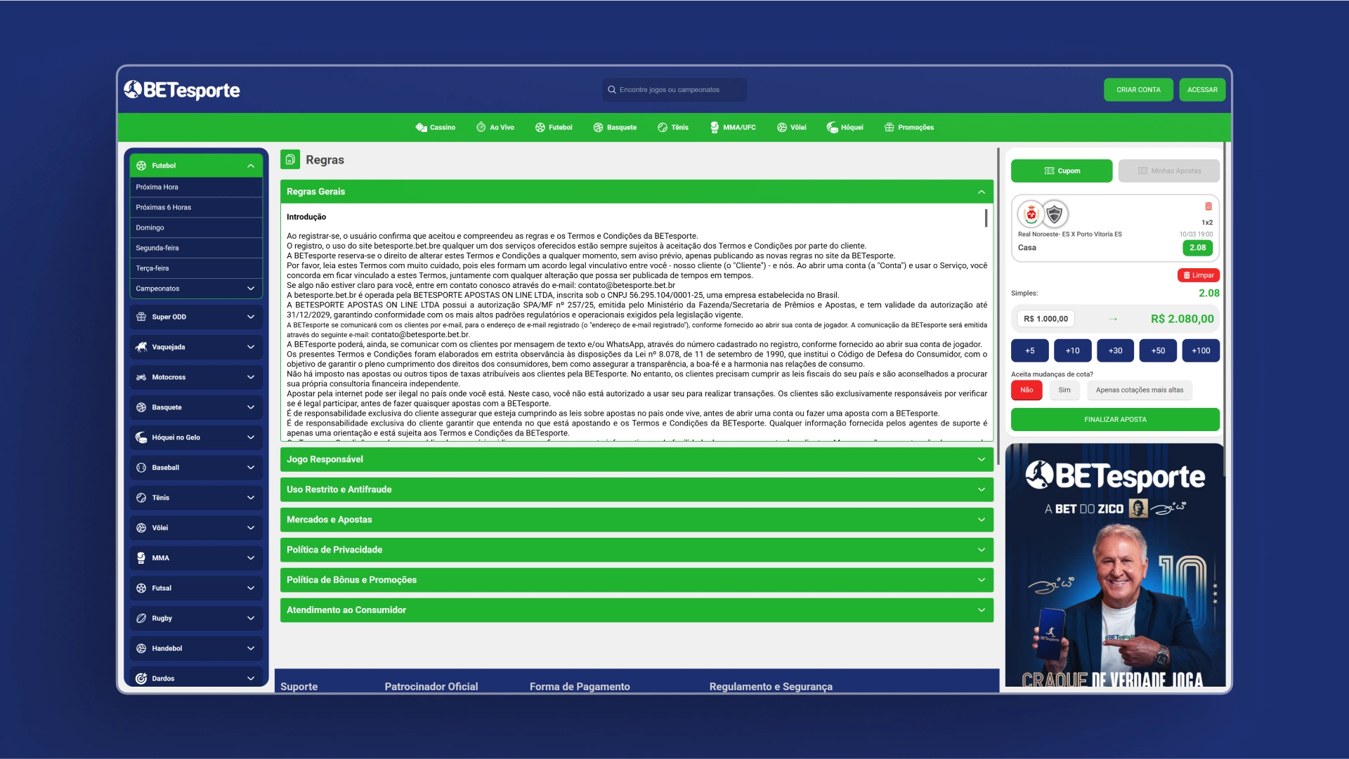 imagem captura Como se Cadastrar 3º Passo BETesporte