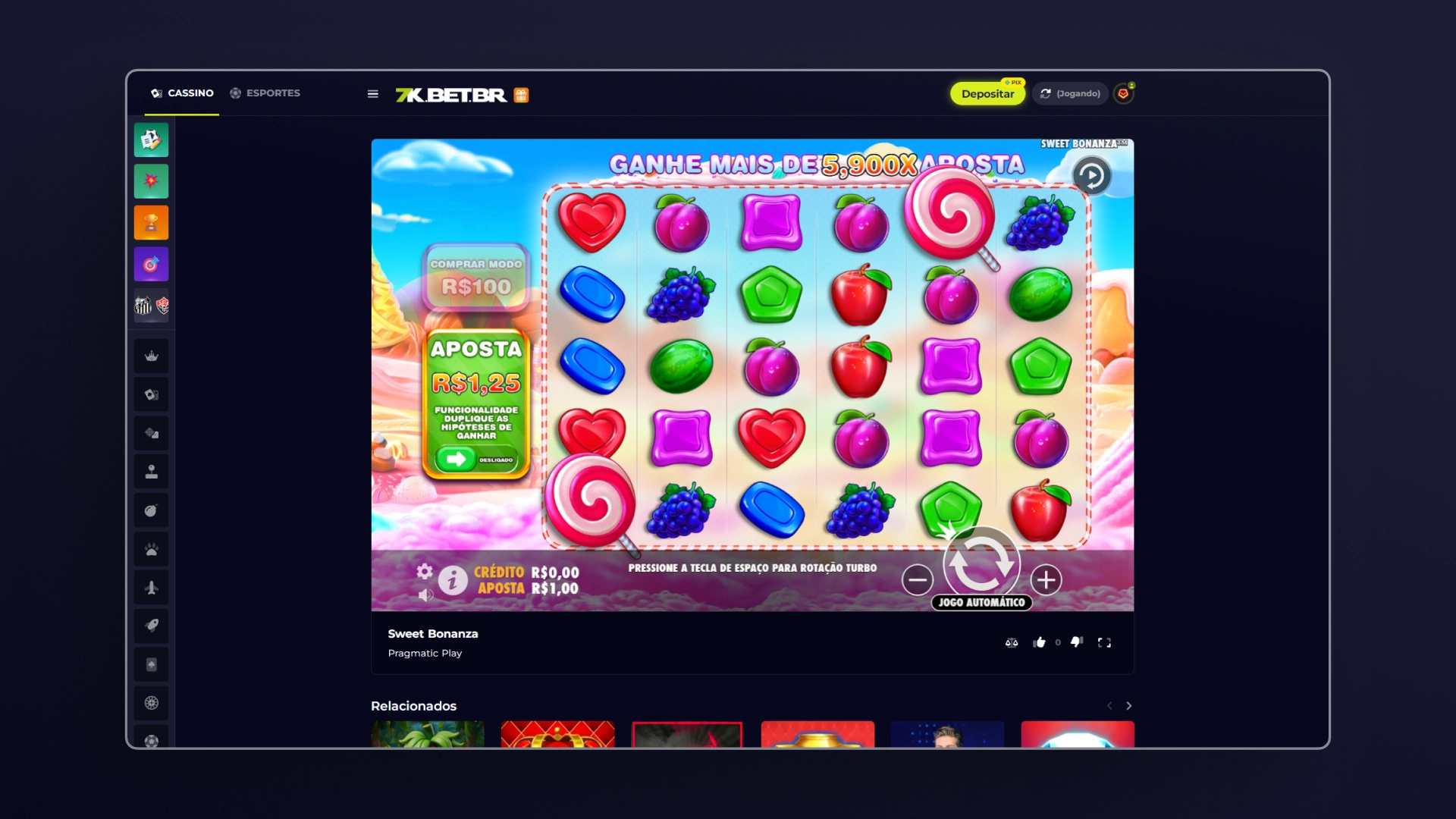 imagem captura Slots Tradicionais bet7k