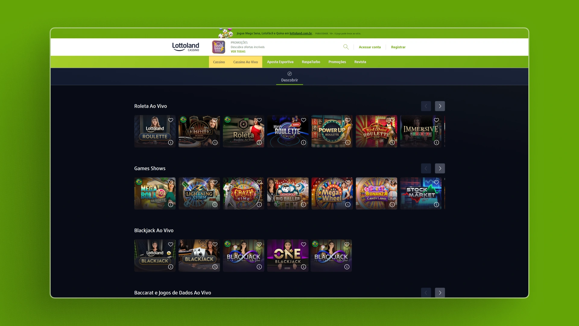 imagem casino ao vivo lottoland