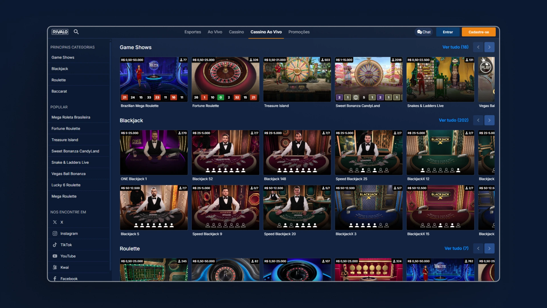 imagem casino ao vivo rivalo