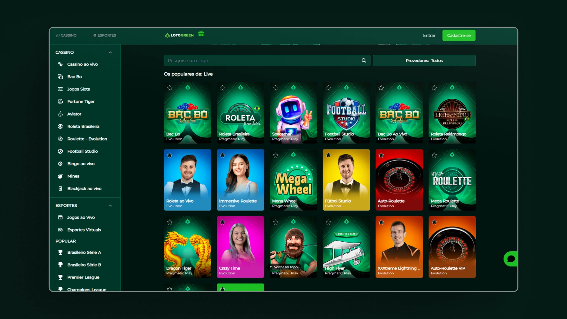 imagem cassino ao vivo lotogreen