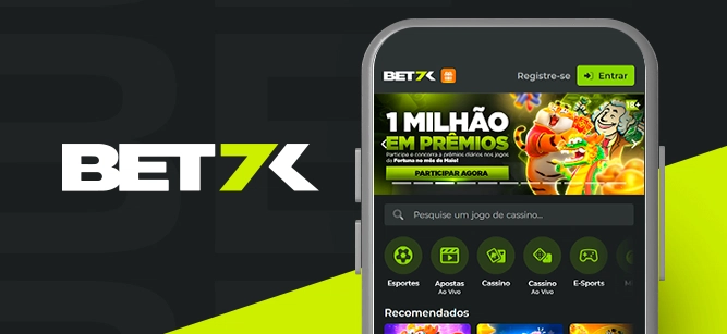 Imagem mostra smartphone aberto na página de apostas da Bet7k