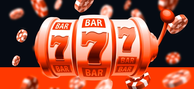 Imagem mostra slots 777 em tons de laranja