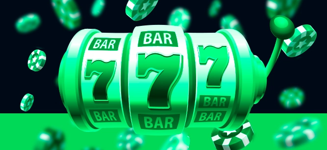 Imagem mostra slots 777 em tons de verde