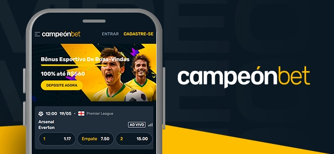Imagem mostra smartphone aberto no app da Campeonbet