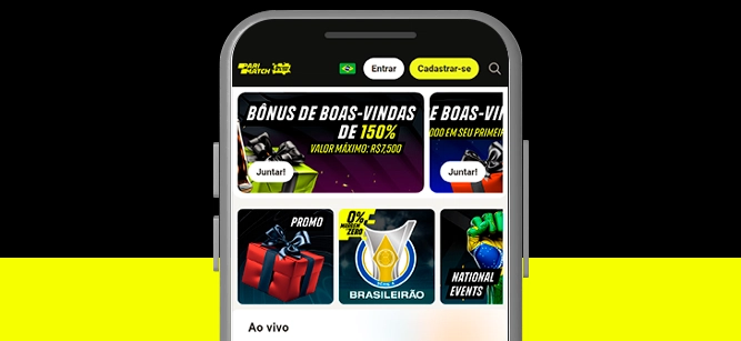 Imagem mostra celular aberto na página da Parimatch