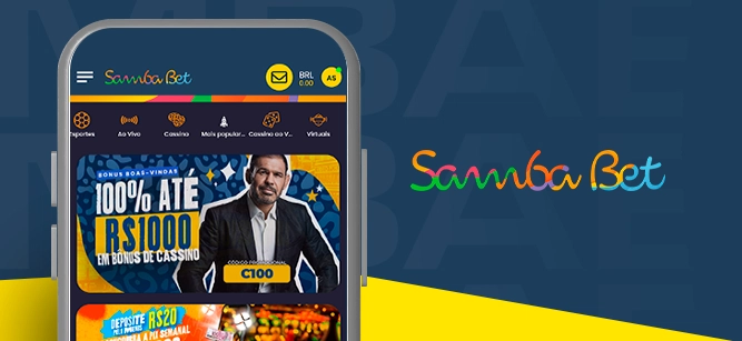 Imagem mostra smartphone aberto na página da Sambabet