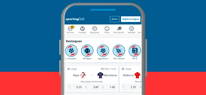 Imagem mostra celular aberto na página da Sportingbet