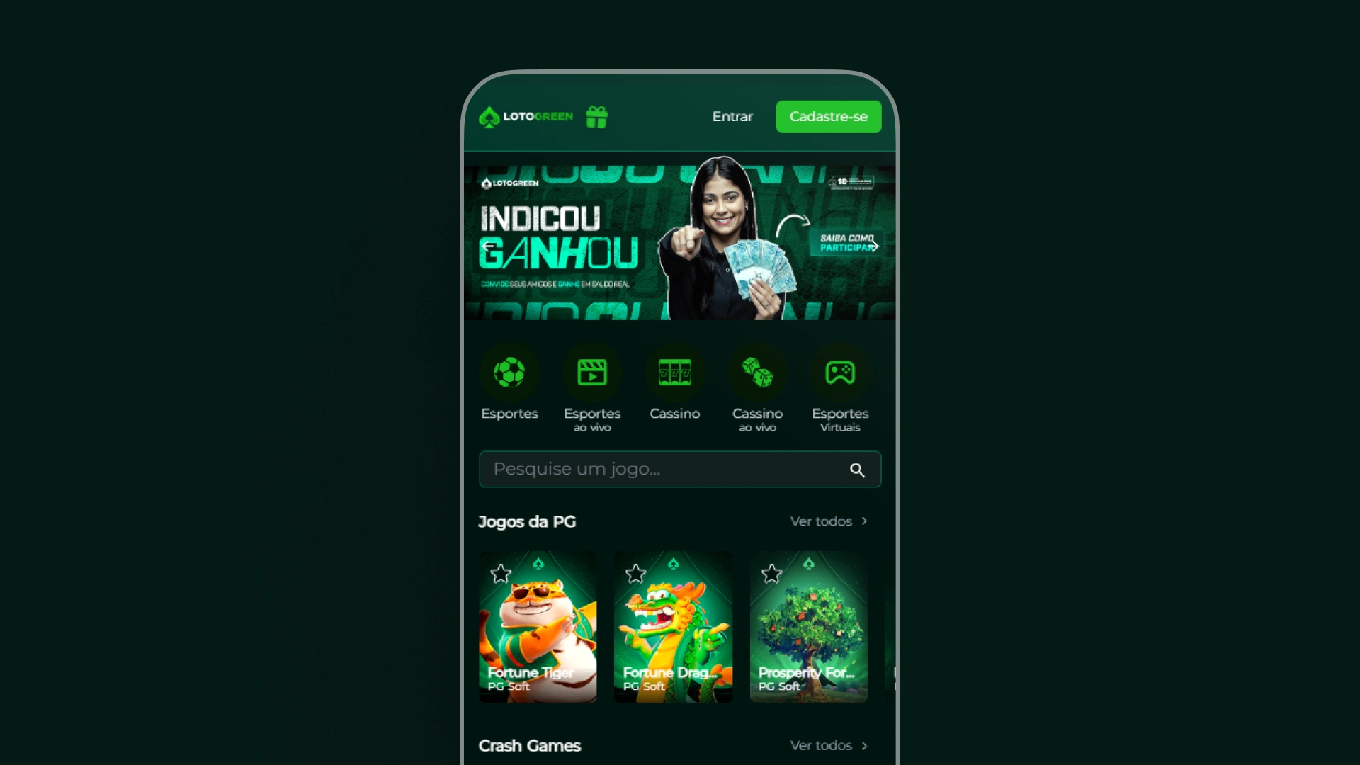 imagem ilustrativa app home lotogreen