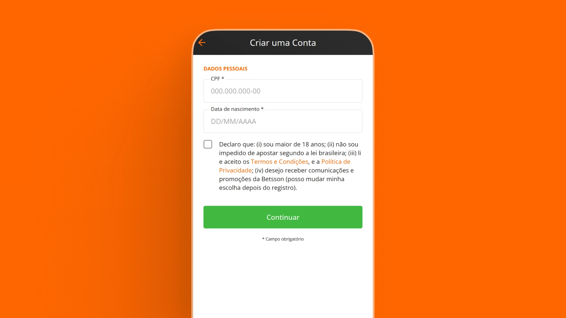 imagem ilustrativa cadastro Betsson