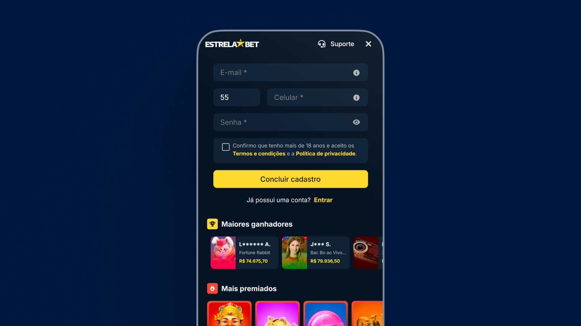 imagem ilustrativa cadastro estrelabet