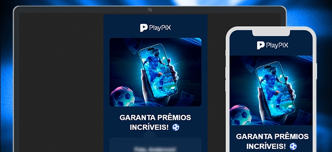 Imagem mostra notebook e celular aberto na página de cadastro da PlayPIX