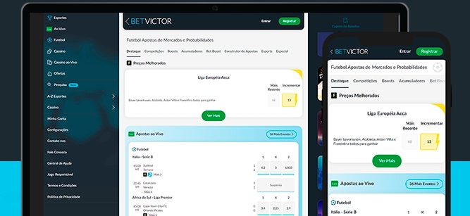 Imagem mostra notebook e smartphone aberto na página de como apostar da BetVictor