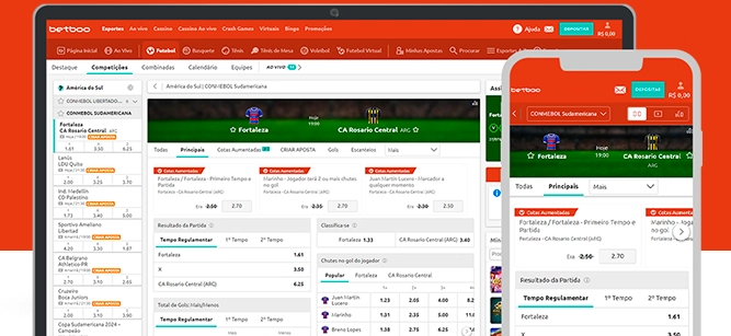Imagem mostra celular e notebook aberto na página de mercado de apostas da Betboo