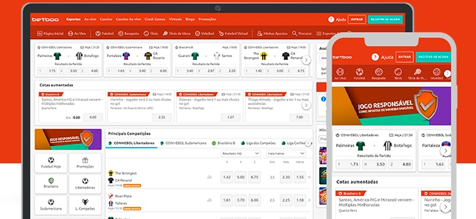 Imagem mostra celular e notebook aberto na página de apostas da Betboo