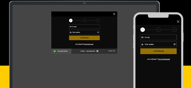 Imagem mostra celular e notebook aberto na página de cadastro da Bwin