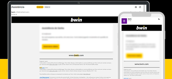 Imagem mostra celular e notebook aberto na página de cadastro da Bwin