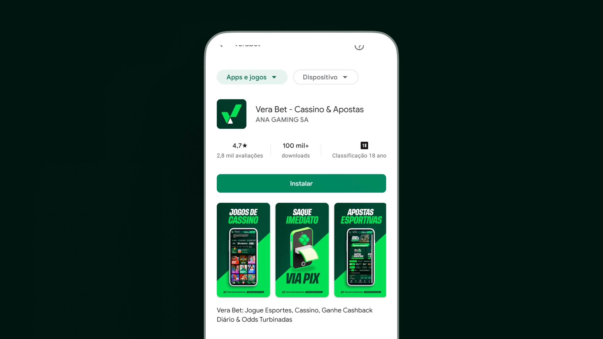 imagem mobile baixar app Verabet