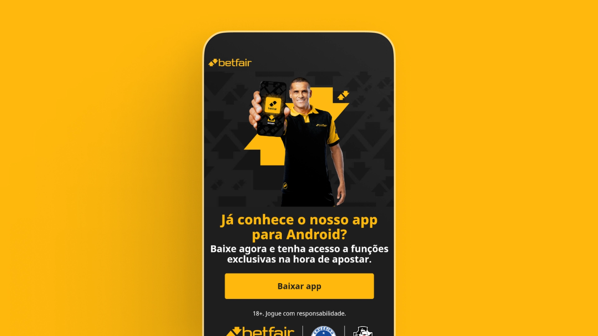 Imagem mostra celular aberto na página de apostas da Betfair