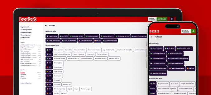 Imagem mostra notebook e smartphone abertos na página de apostas da BoaBet