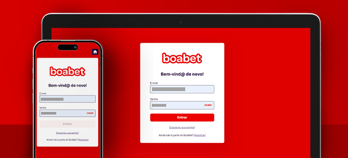 Imagem mostra notebook e smartphone abertos na página de cadastro da BoaBet
