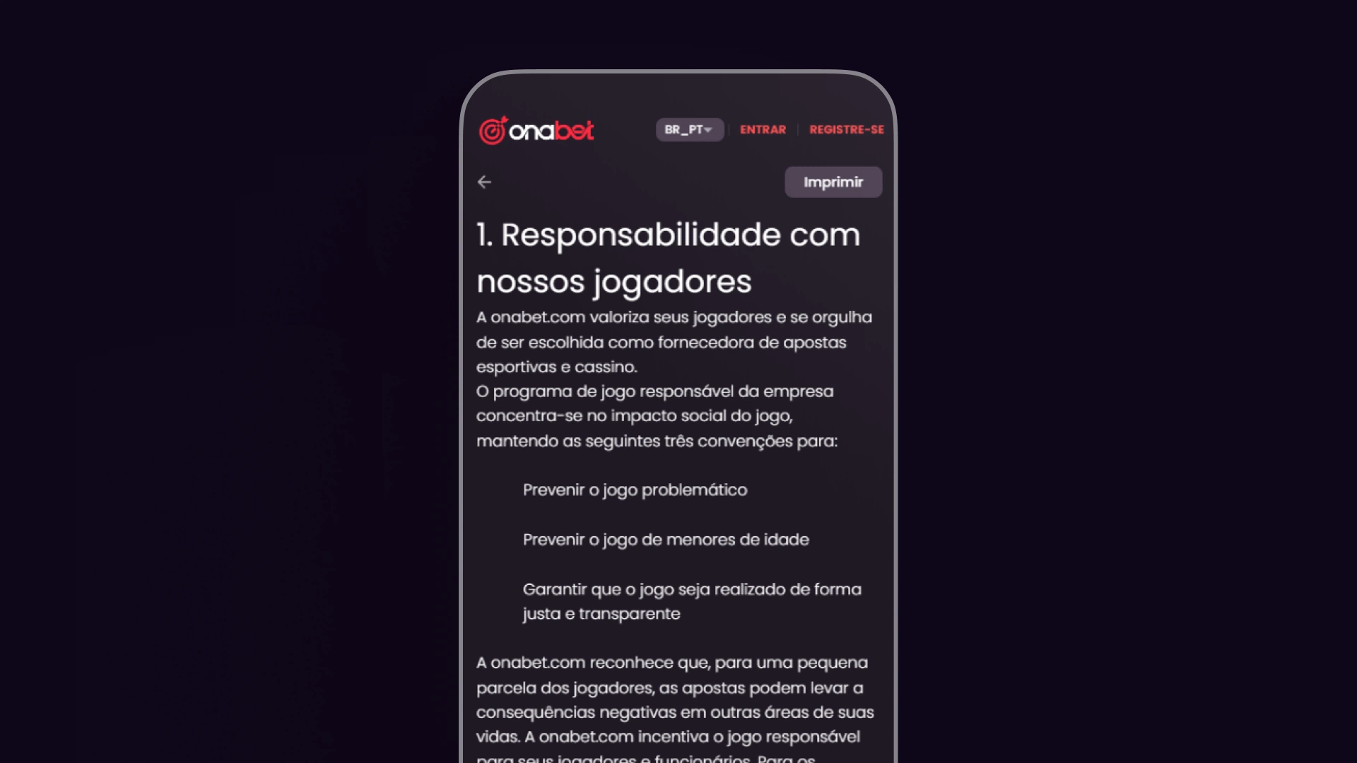 screenshot reclame aqui onabet