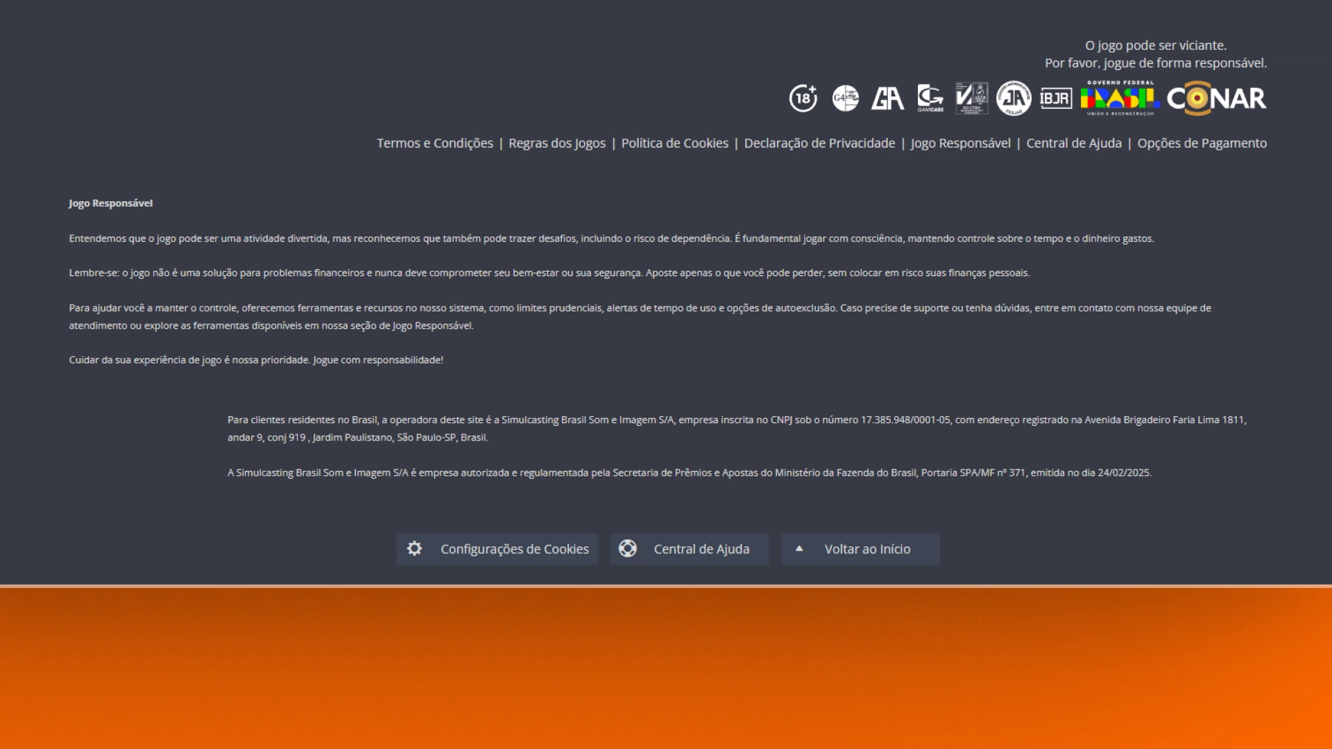 screenshot rodapé betsson