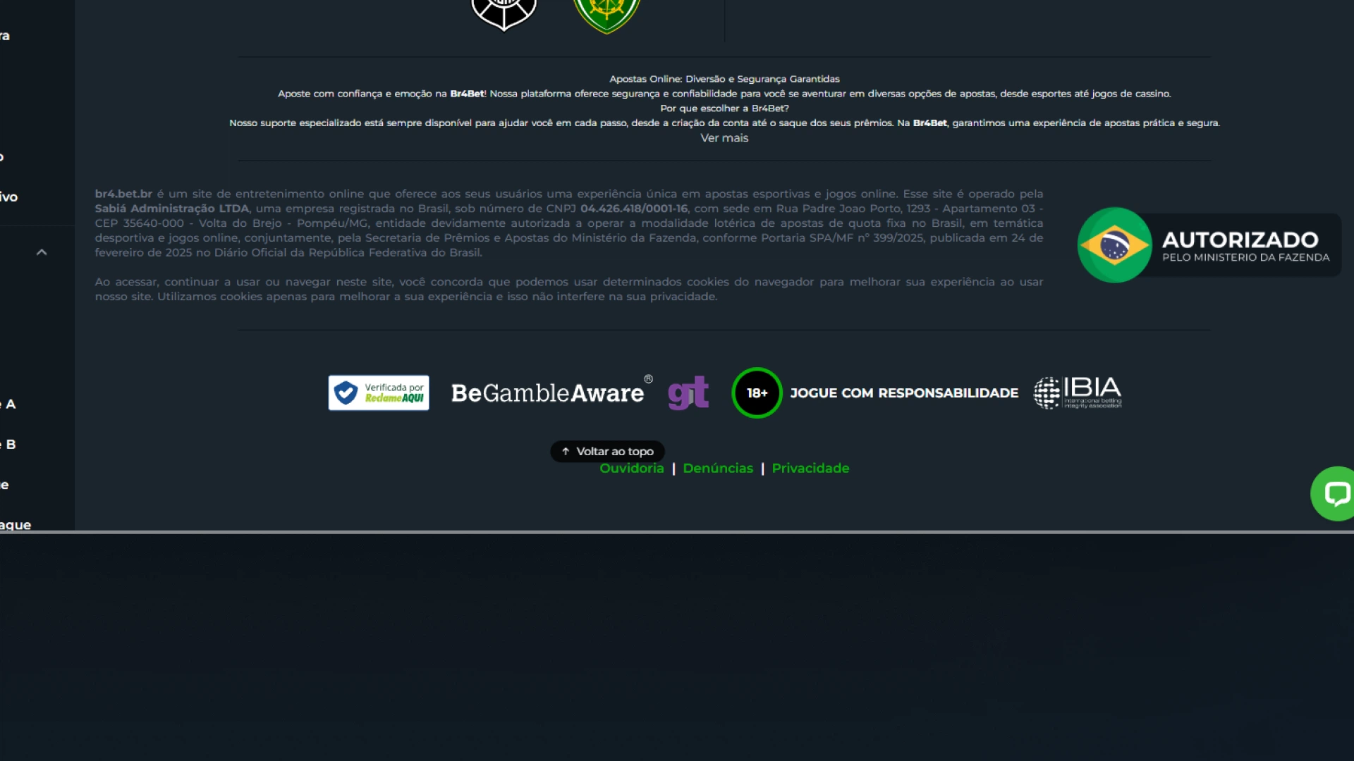 screenshot rodapé br4bet